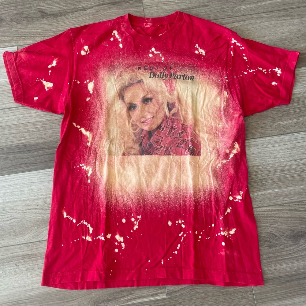 Red Graphic T-Shirt with Dolly Parton Print